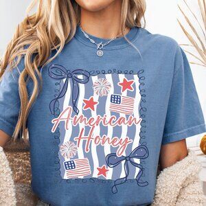 Preppy Shabby Chic American Honey Patriotic USA July 4th Fourth of July TShirt